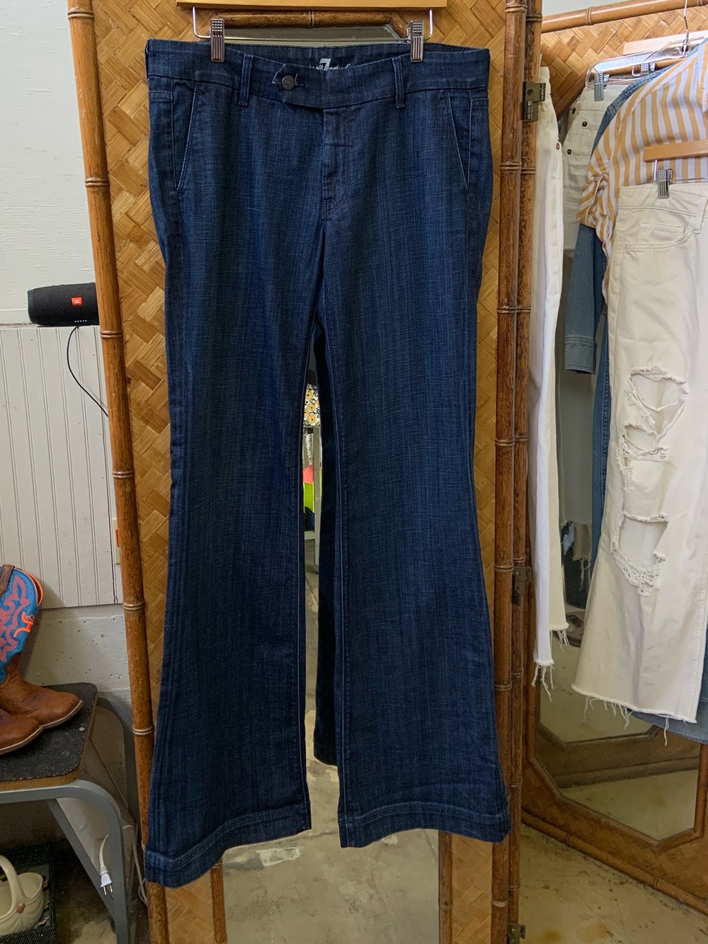 7 For All Mankind Dark Blue Wide Leg Jeans